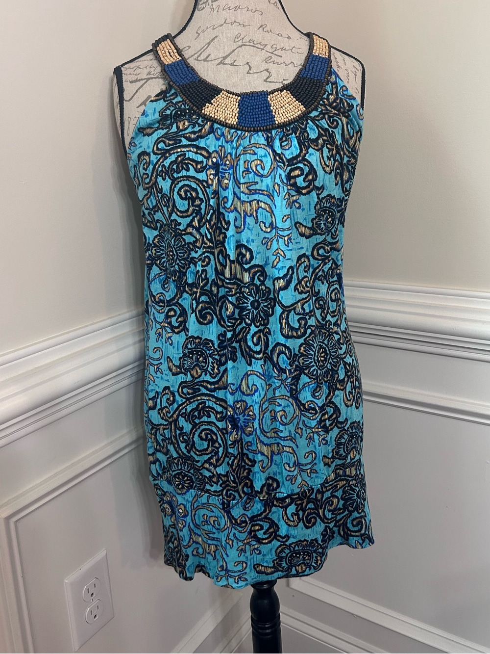 Forever 21 Blue and Black Beaded top